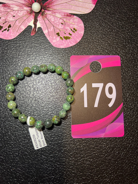 African Turquoise 8mm Round Bracelet #179