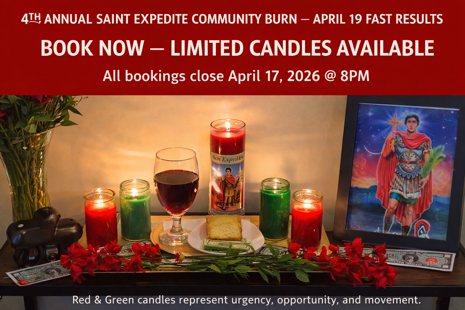 4.19.26 ANNUAL SAINT EXPEDITE COMMUNITY BURN — FEAST DAY FAST RESULTS WORK
