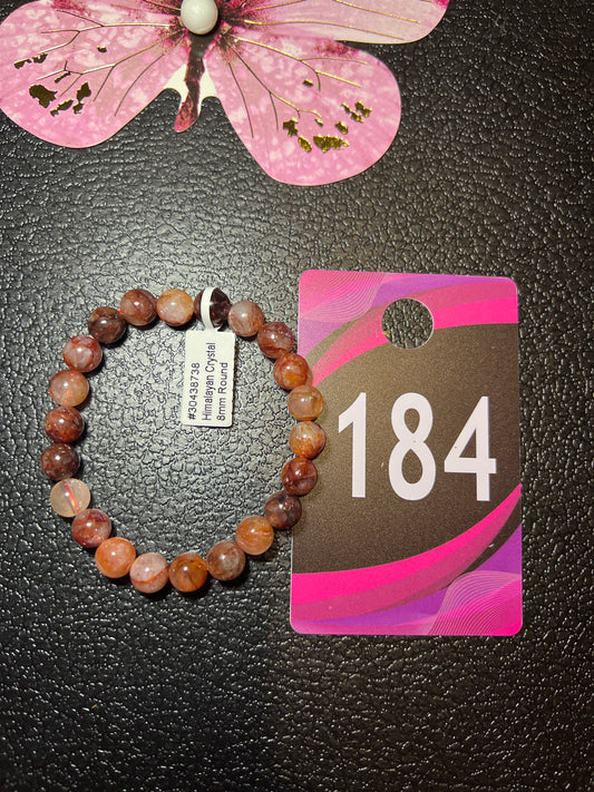 Himalayan Fire Quartz Crystal 8mm Round Bracelet #184
