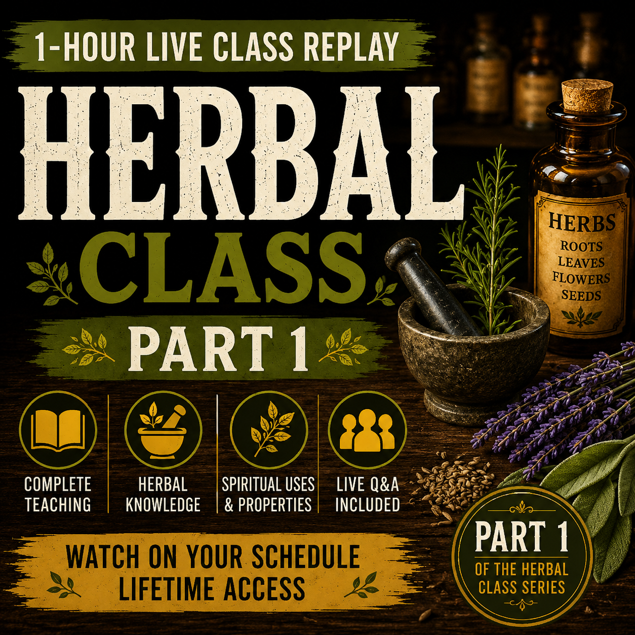 HERBAL CLASS PART 1 — 1-HOUR LIVE CLASS REPLAY ON-DEMAND RECORDED CLASS | APPROX. 1 HOUR