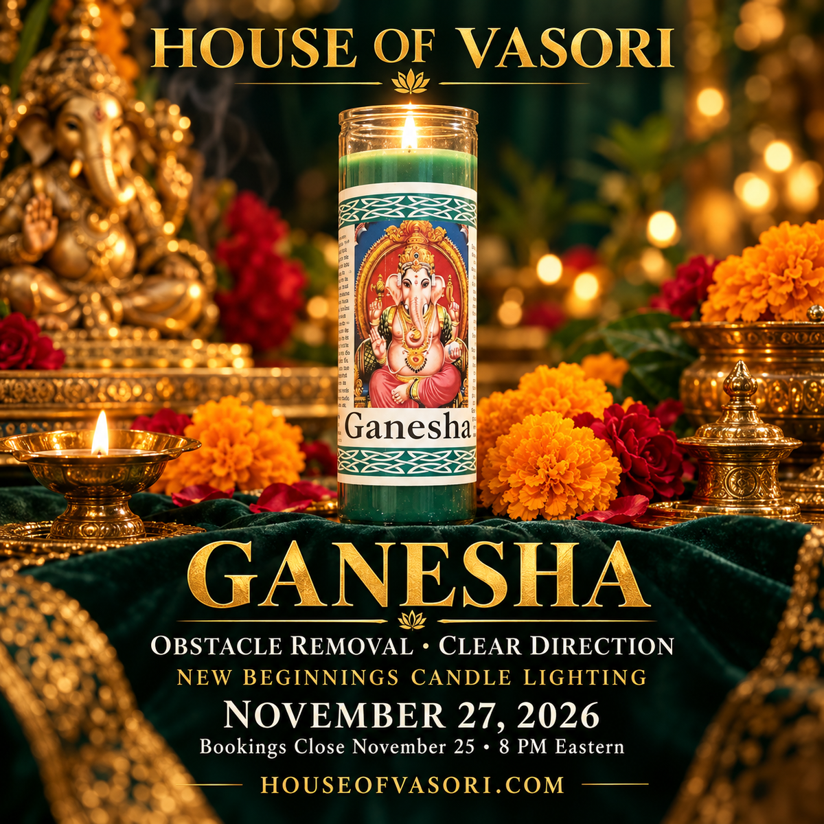 11.27.26 GANESHA OBSTACLE REMOVAL & NEW BEGINNINGS — One Flame Group Lighting